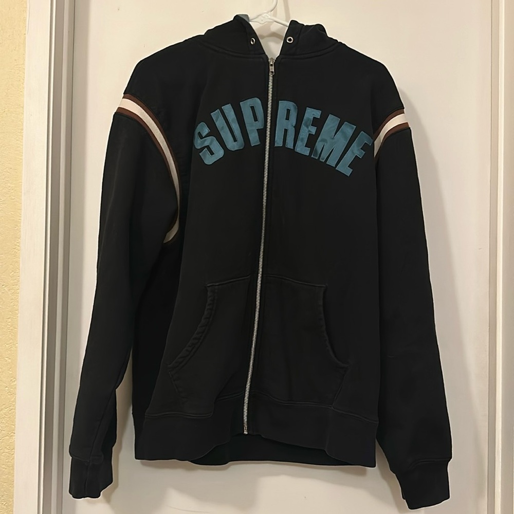 SUPREME New York Varsity Arc Logo Full Zip Hoodie Men's